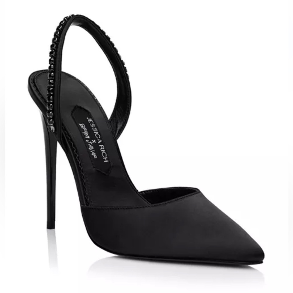Jessica Rich Jade Womens Satin Rhinestone Slingback Heels EU:39, US:9
